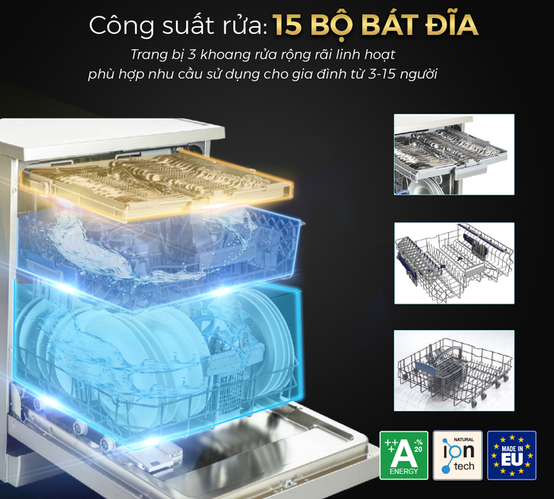 Máy rửa bát Kocher KDEU8866S8 - Hàng chính hãng