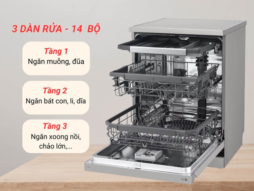 Máy rửa chén độc lập LG LDT14SVA4 - Hàng chính hãng