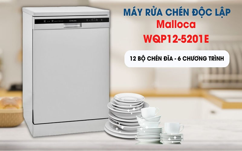 Máy rửa chén độc lập Malloca WQP12- 5201E - Hàng chính hãng