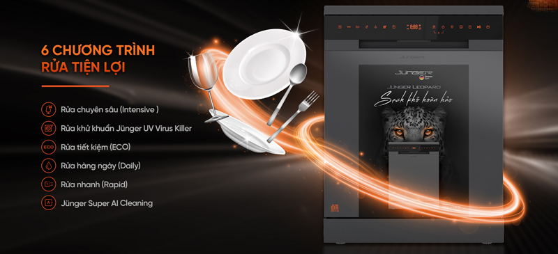 Máy rửa chén độc lập Junger DWJ-143 - Hàng chính hãng