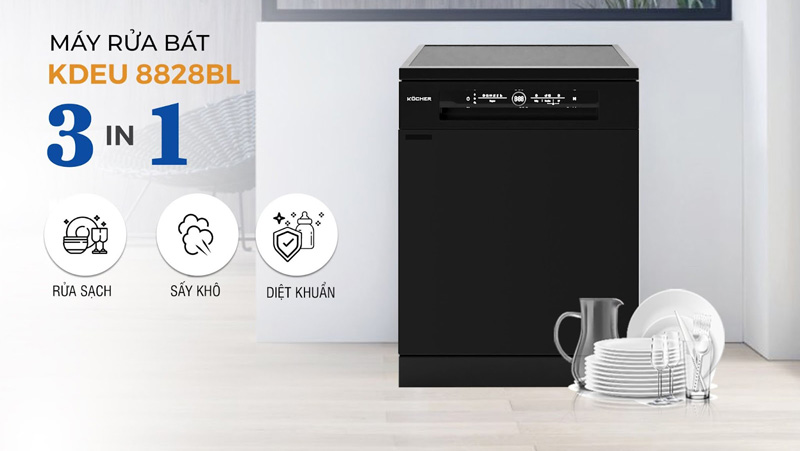 Máy rửa chén bát Kocher KDEU-8828BL - Hàng chính hãng