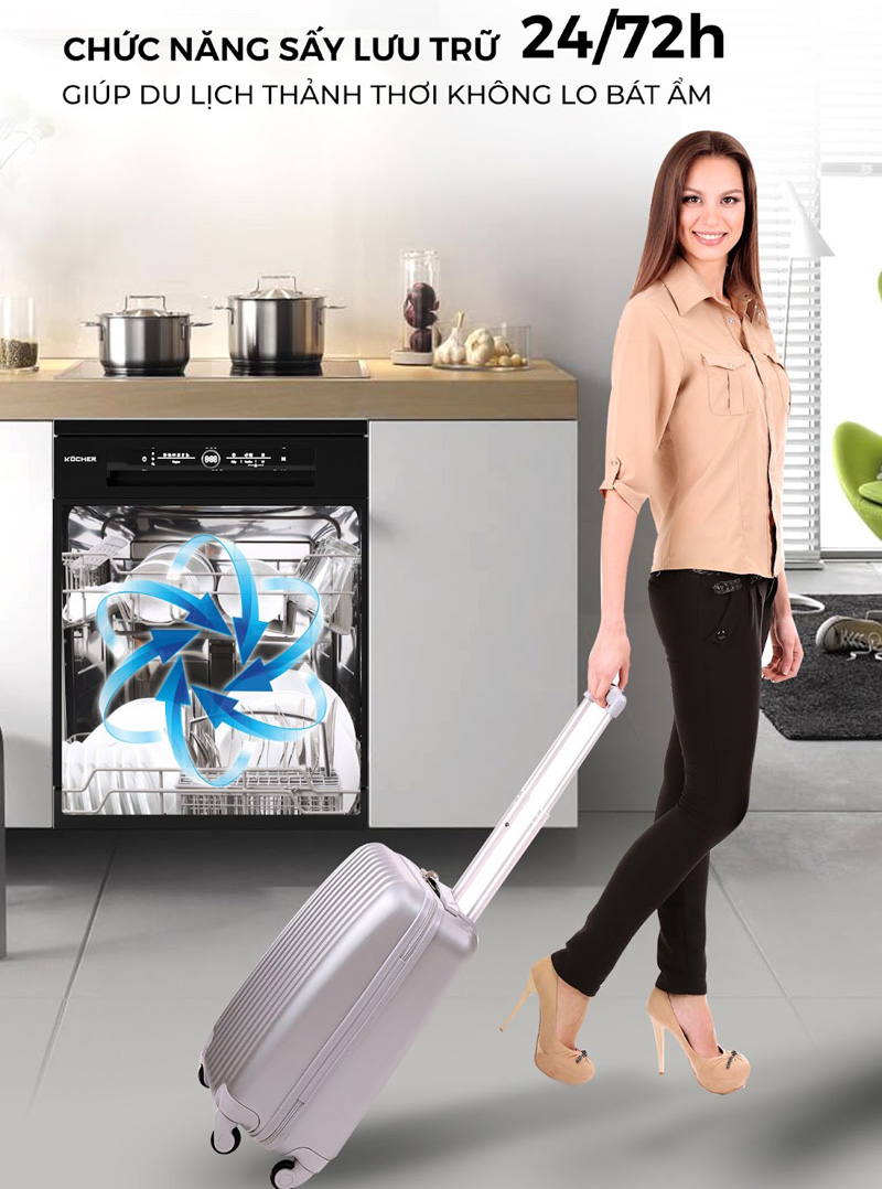 Máy rửa chén bát Kocher KDEU-8828BL - Hàng chính hãng