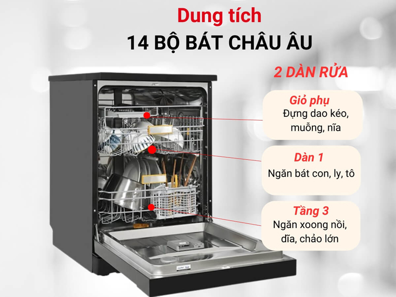 Máy rửa chén độc lập Comfee CDWEF1401HB-W-VN - Hàng chính hãng