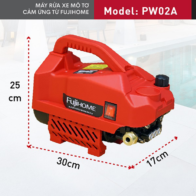 Máy rửa xe mô tơ cảm ứng từ Fujihome PW02A - Hàng chính hãng