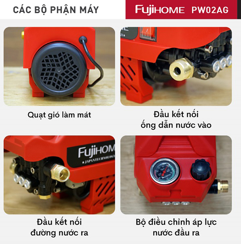 Máy rửa xe mô tơ cảm ứng từ Fujihome PW02AG - Hàng chính hãng