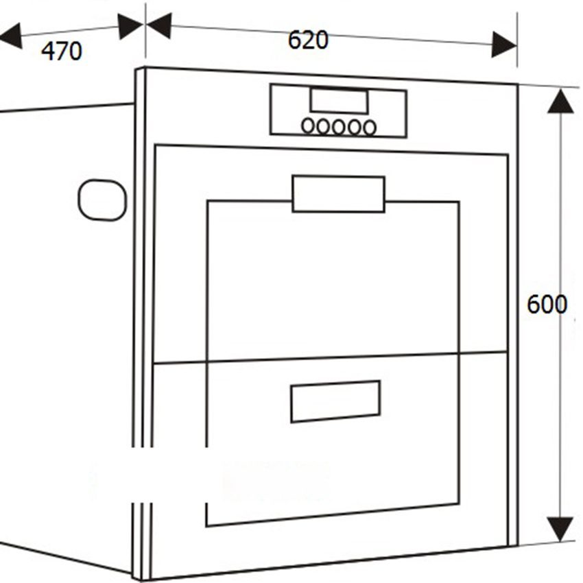 Kích thước máy sấy bát Binova BI-333-MSB