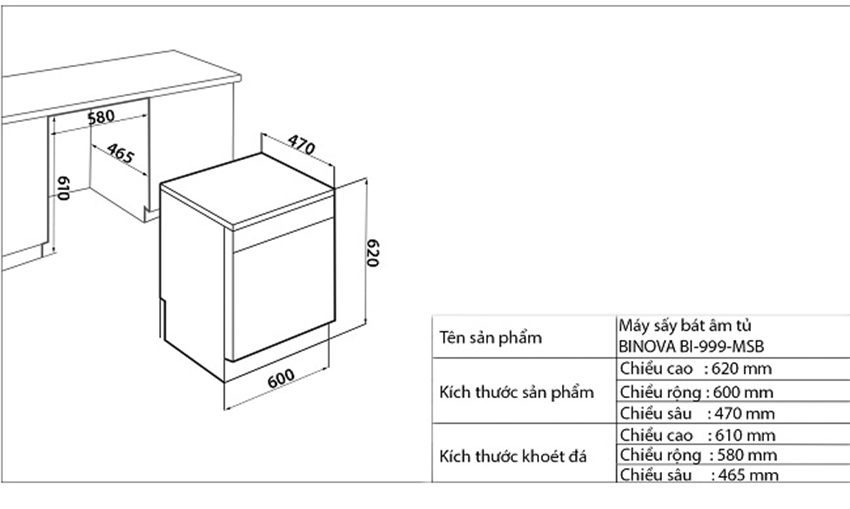Máy sấy bát Binova BI-999-MSB - Hàng chính hãng