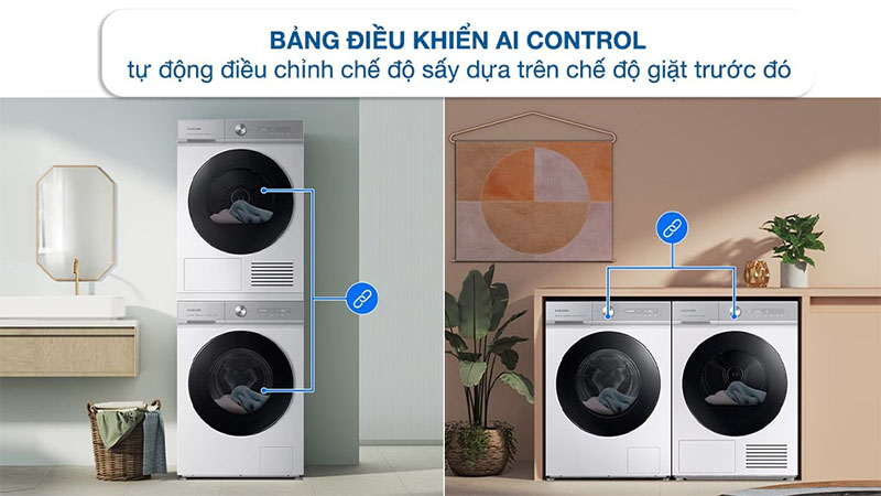 Bảng điều khiển của Máy sấy bơm nhiệt Bespoke AI 9kg Samsung DV90BB9440GH/SV