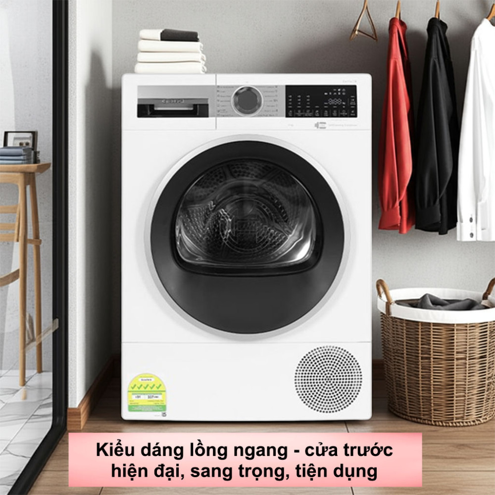Máy sấy bơm nhiệt Bosch 9 kg WQG24570SG thiết kế hiện đại, sang trọng
