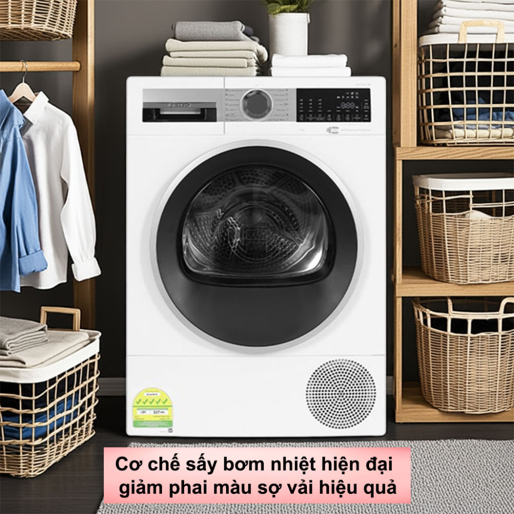 Máy sấy bơm nhiệt Bosch 9 kg WQG24570SG có công nghệ sấy hiện đại