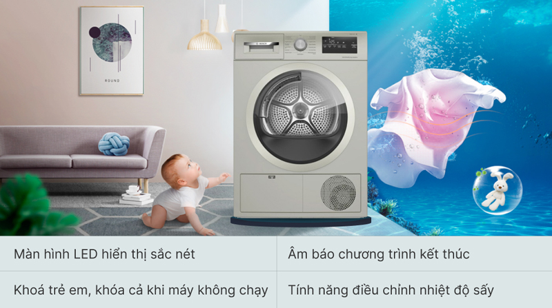Máy sấy bơm nhiệt Bosch WTH85VX3 - Hàng chính hãng