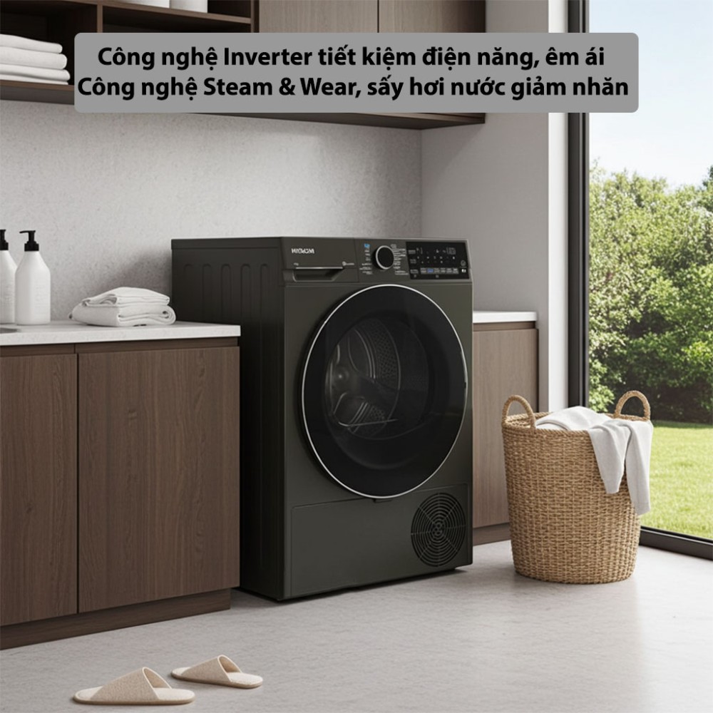 Máy sấy bơm nhiệt Hitachi 10 kg TD-100XFVEM - Hàng chính hãng