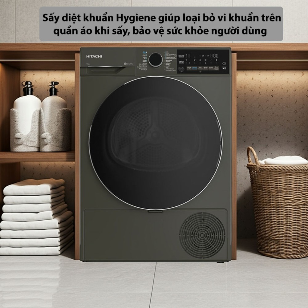 Máy sấy bơm nhiệt Hitachi 10 kg TD-100XFVEM - Hàng chính hãng