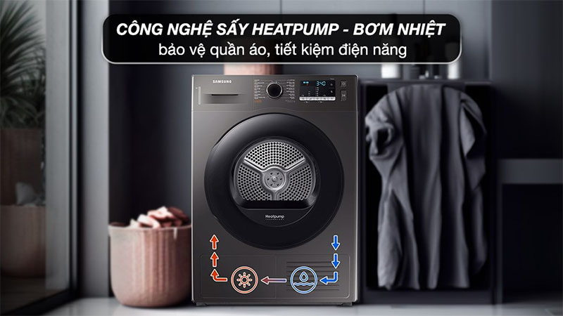 Công nghệ sấy của Máy sấy bơm nhiệt Inverter Samsung 9 kg DV90TA240AX/SV
