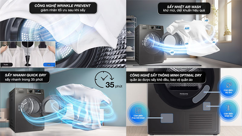 Công nghệ của Máy sấy bơm nhiệt Inverter Samsung 9 kg DV90TA240AX/SV