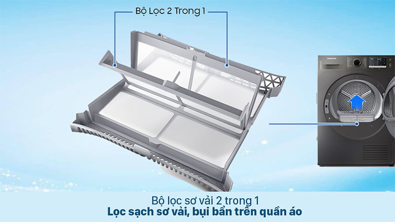 Bộ lọc sơ vải của Máy sấy bơm nhiệt Inverter Samsung 9 kg DV90TA240AX/SV