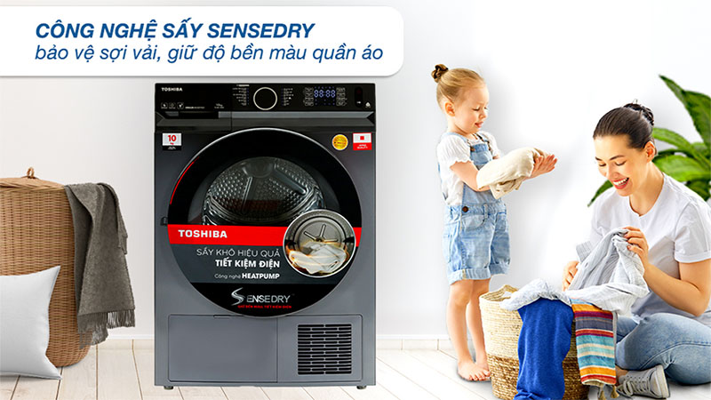 Máy sấy bơm nhiệt Toshiba 10 kg TD-BK110GHV(MK) - Hàng chính hãng