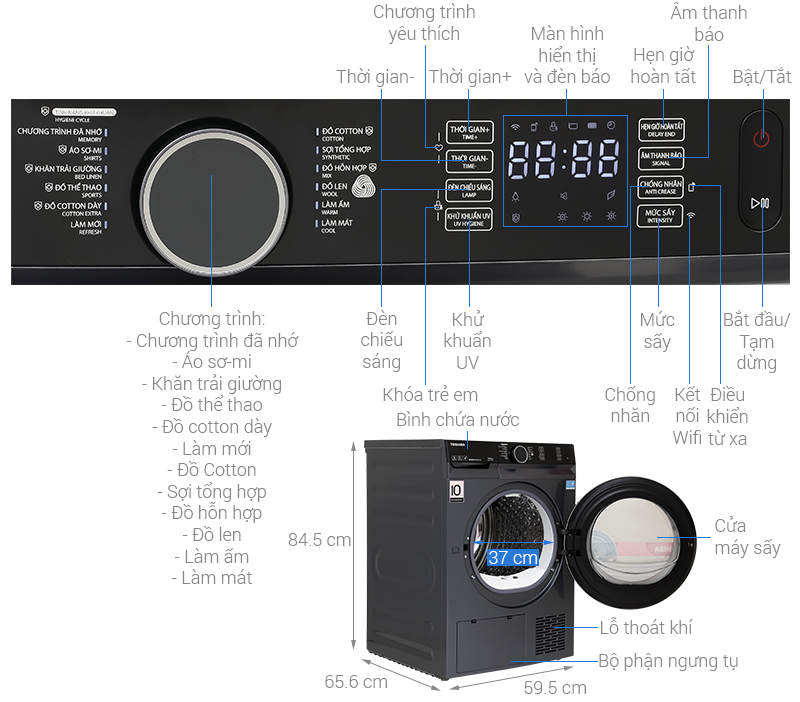 Máy sấy bơm nhiệt Toshiba 10 kg TD-BP110GHV(MG) - Hàng chính hãng