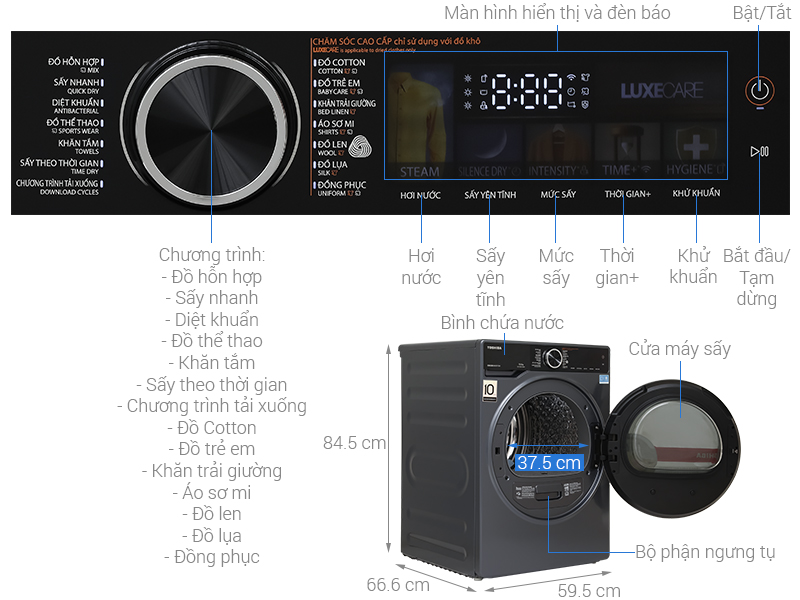 Máy sấy bơm nhiệt Toshiba inverter TD-T25BS110HWV(MG) - Hàng chính hãng
