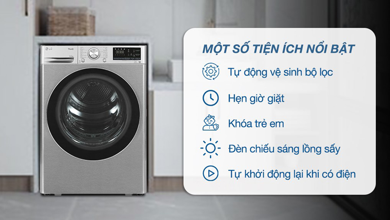 Máy sấy bơm nhiệt LG DVHP50P - Hàng chính hãng