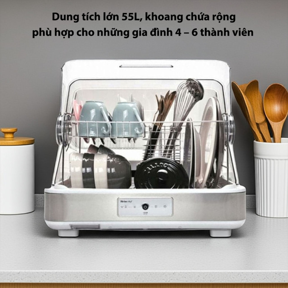 Máy sấy chén và tiệt trùng Heimchef HTD-700 55 lít có dung tích lớn phù hợp gia đình đông người