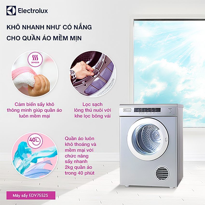 Máy sấy cửa trước Electrolux EDV-7552S - Hàng chính hãng