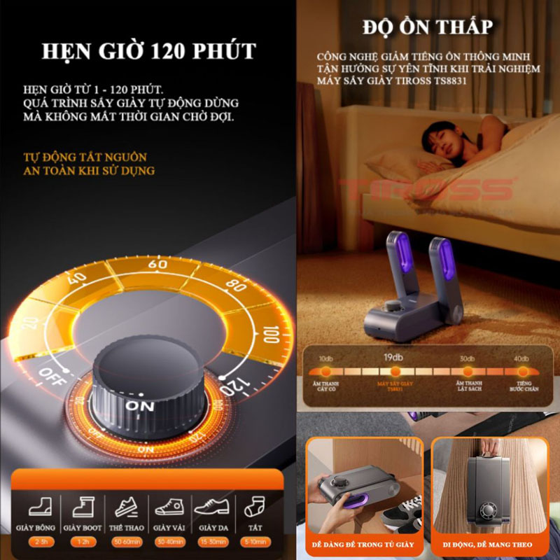 Máy sấy giày Tiross TS8831 - Hàng chính hãng