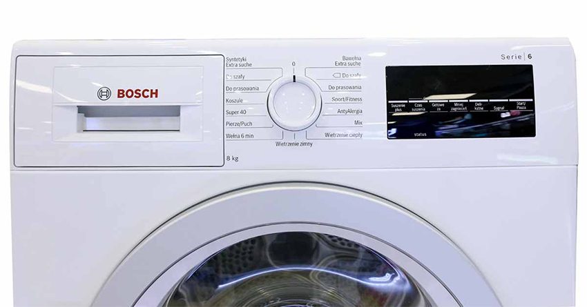 Bảng điều khiển của máy sấy quần áo Bosch WTG86400PL