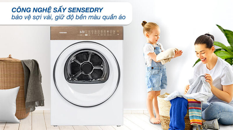 Máy sấy bơm nhiệt Toshiba 8 kg TD-T37BS90HWV(WT) - Hàng chính hãng