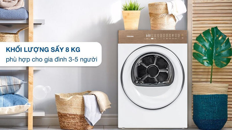 Máy sấy bơm nhiệt Toshiba 8 kg TD-T37BS90HWV(WT) - Hàng chính hãng