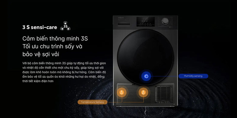 Máy sấy bơm nhiệt Aqua 10 kg AQH-H1000H(PS) - Hàng chính hãng