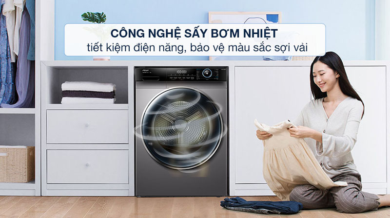 Máy sấy bơm nhiệt Aqua 10 kg AQH-H1000H(PS) - Hàng chính hãng