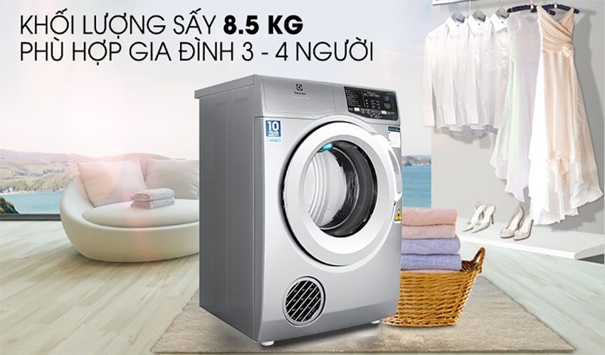 Khối lượng sấy của Máy sấy quần áo cửa trước Electrolux EDS805KQSA
