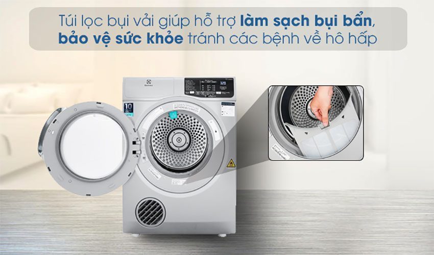 Túi lọc bụi của Máy sấy quần áo cửa trước Electrolux EDS805KQSA