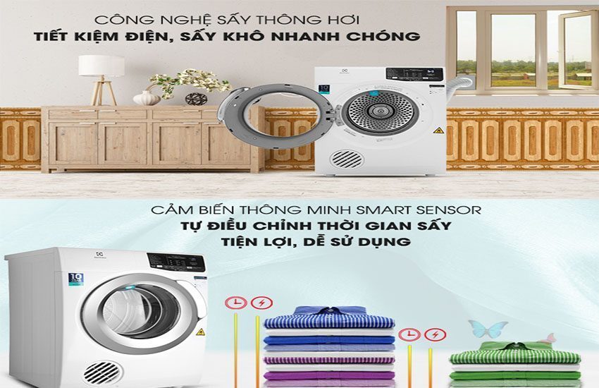 Công nghệ của Máy sấy quần áo cửa trước Electrolux EDS805KQWA