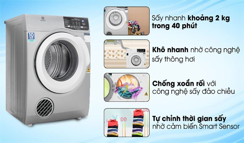 Máy sấy quần áo cửa trước Electrolux EDV805JQSA - Hàng chính hãng