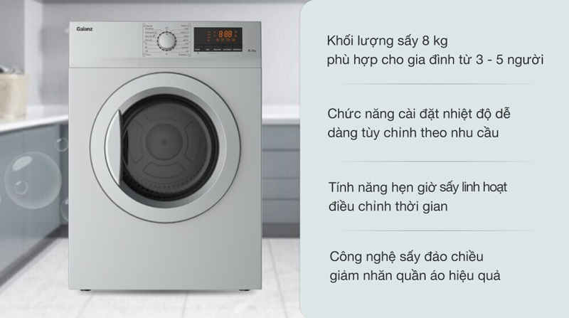 Máy sấy thông hơi Galanz DV-80T5C(S) - Hàng chính hãng