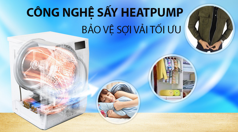 Máy sấy bơm nhiệt LG 9 kg DVHP09W - Hàng chính hãng