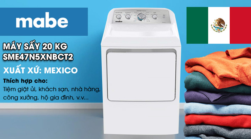 Máy sấy quần áo Mabe SME47N5XNBCT2 - 20 Kg - Hàng chính hãng