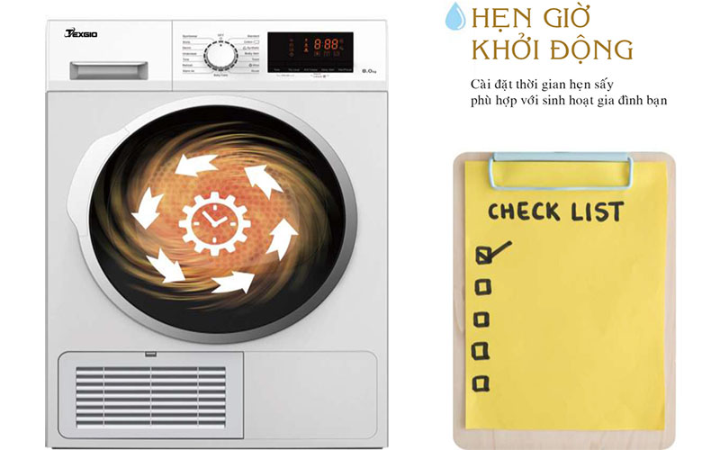Máy sấy quần áo ngưng tụ Texgio TGDC805 - Hàng chính hãng