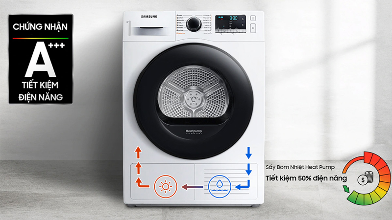 Máy sấy bơm nhiệt Samsung DV90TA240AE/SV - Hàng chính hãng