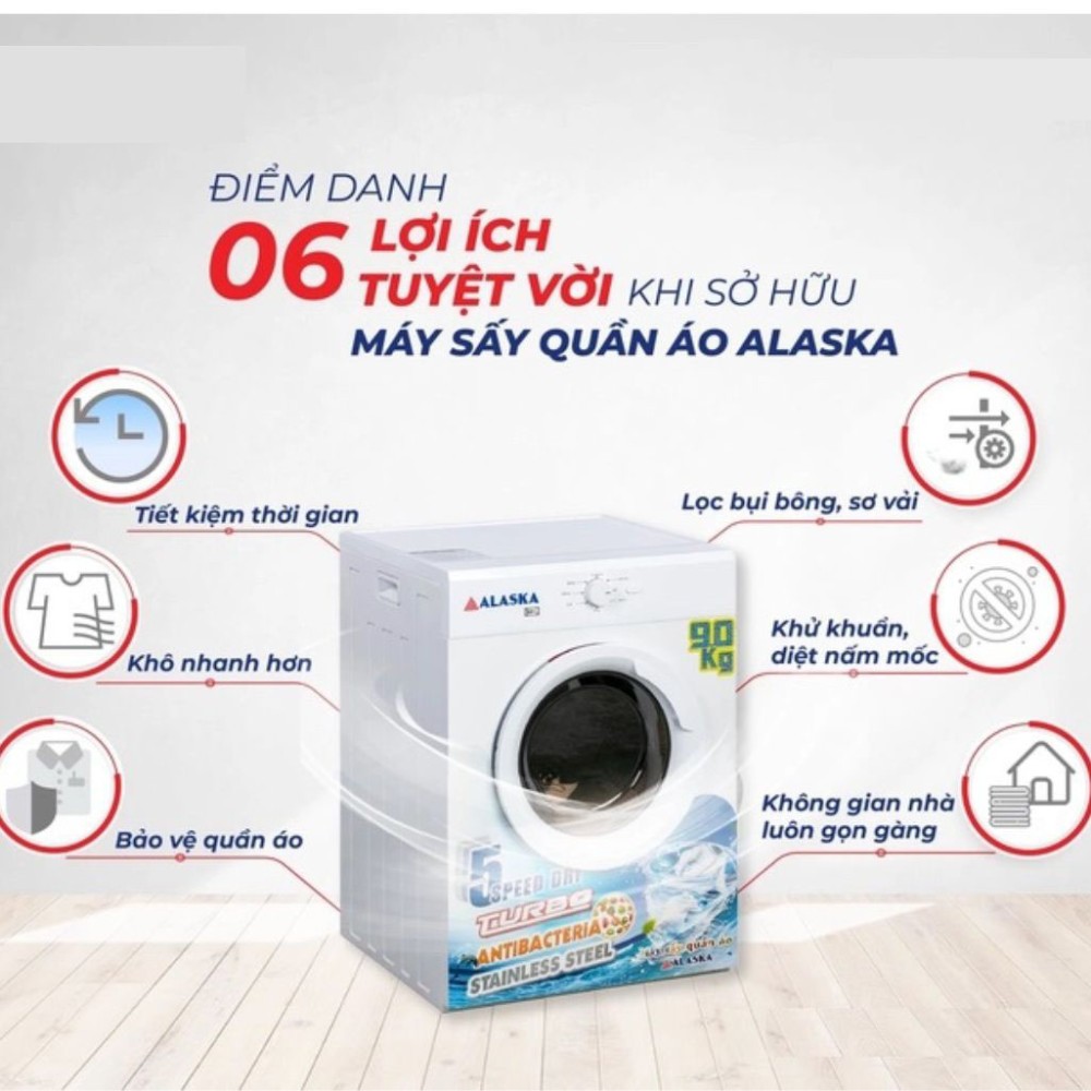 Máy sấy quần áo thông hơi Alaska 9 kg S90 - Hàng chính hãng