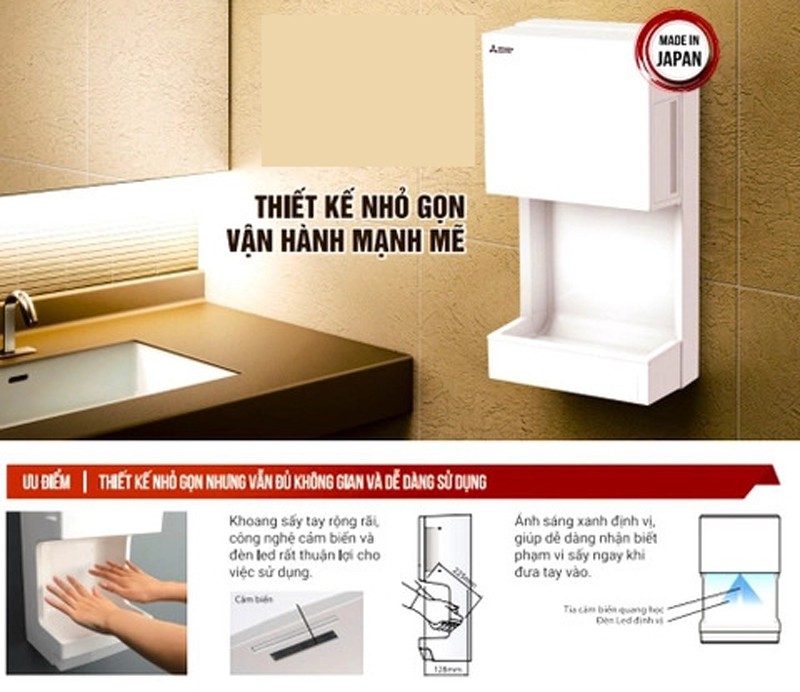 Máy sấy tay Misubishi JT-MC205JS-W-NE - Hàng chính hãng