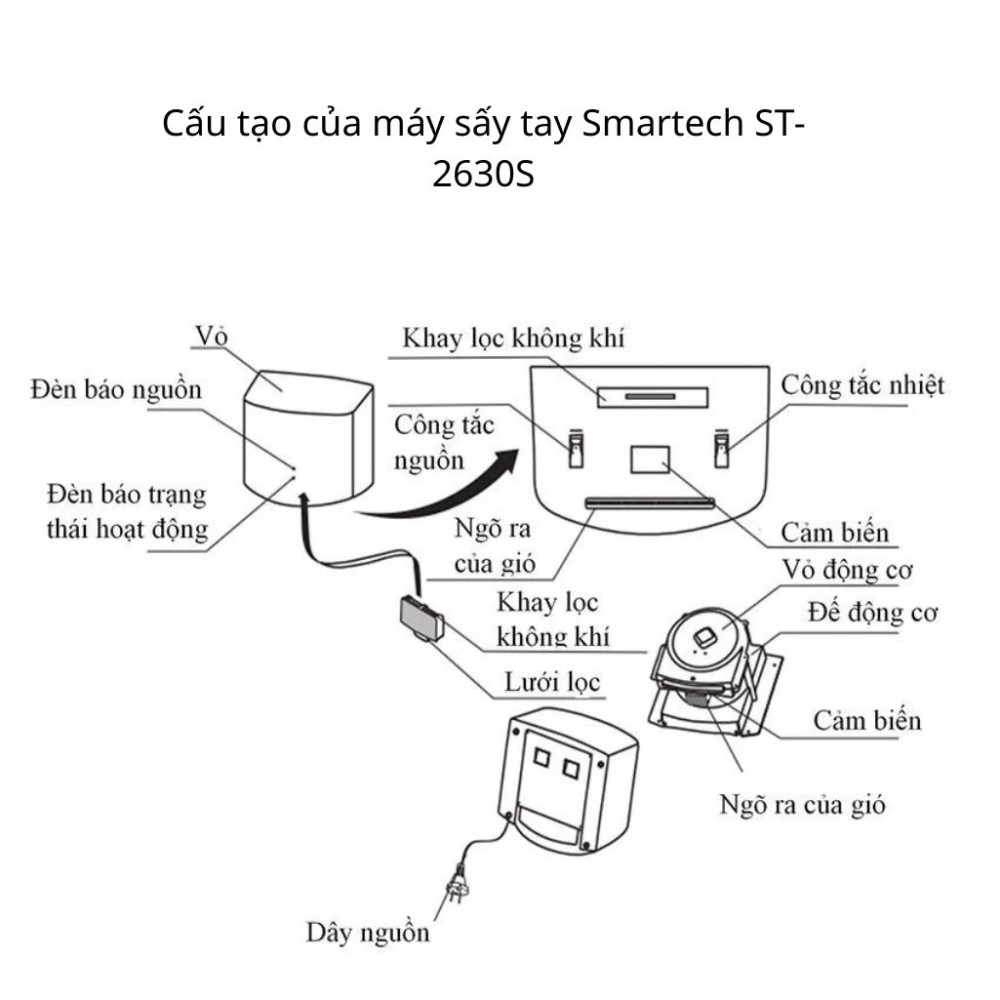 Máy sấy tay Smartech ST-2630S - Hàng chính hãng