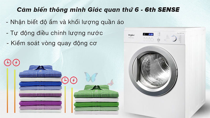 Máy sấy thông hơi Whirlpool 7 kg AWD712S2 - Hàng chính hãng