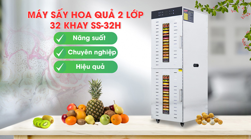 Máy sấy thực phẩm công nghiệp 32 khay Newsun SS-32H - Hàng chính hãng