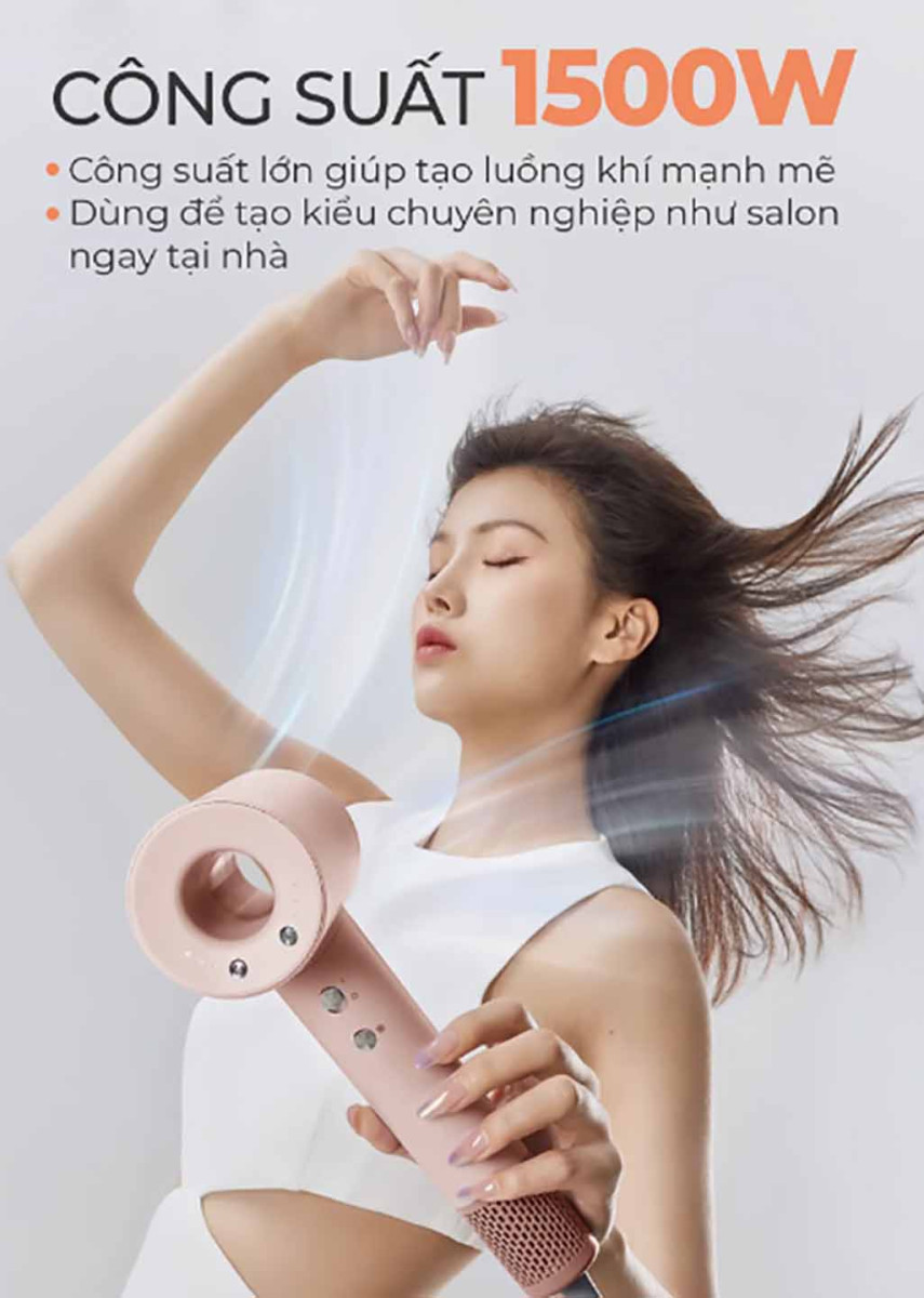 Công suất mạnh mẽ, khả năng sấy khô tóc nhanh chóng 