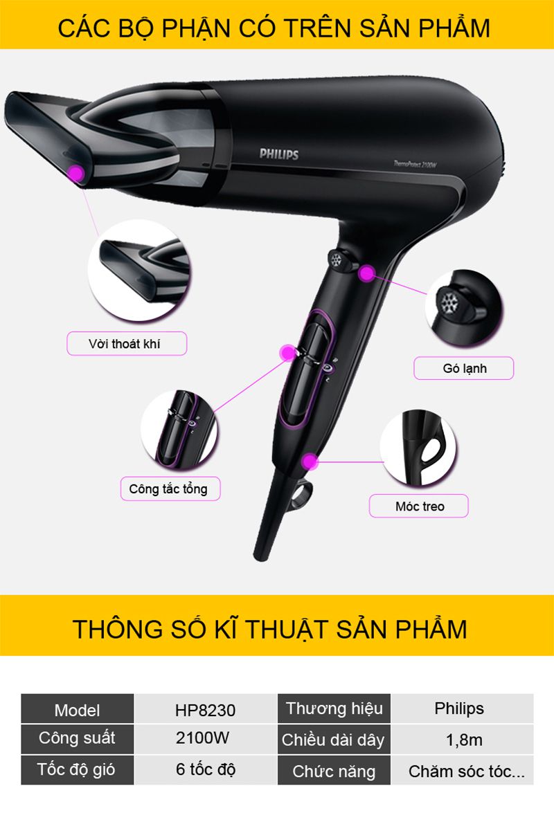 Máy sấy tóc Philips HP8230 - Hàng chính hãng