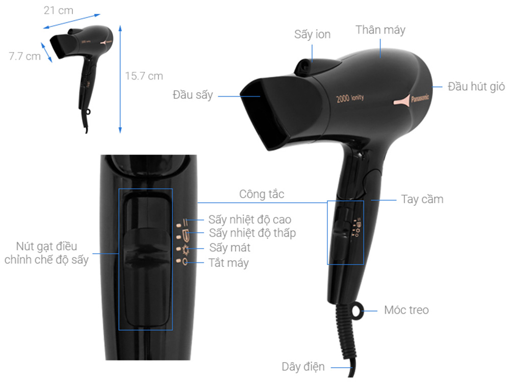 Máy sấy tóc Panasonic EH-ND65-K64 - Hàng chính hãng