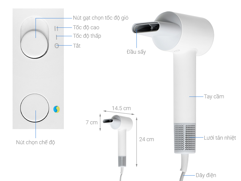 Máy sấy tóc tốc độ cao Showsee AP16-W - Hàng chính hãng